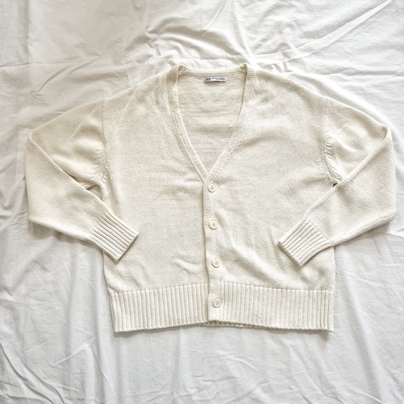 Zara Sweaters - Zara Women's Off-White Cardigan Sweater